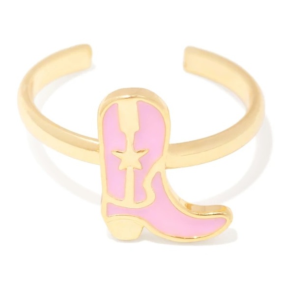 Set of 3 trendy rings cowboy cowgirl boot, flame heart, f u colorful ring - Picture 5 of 5